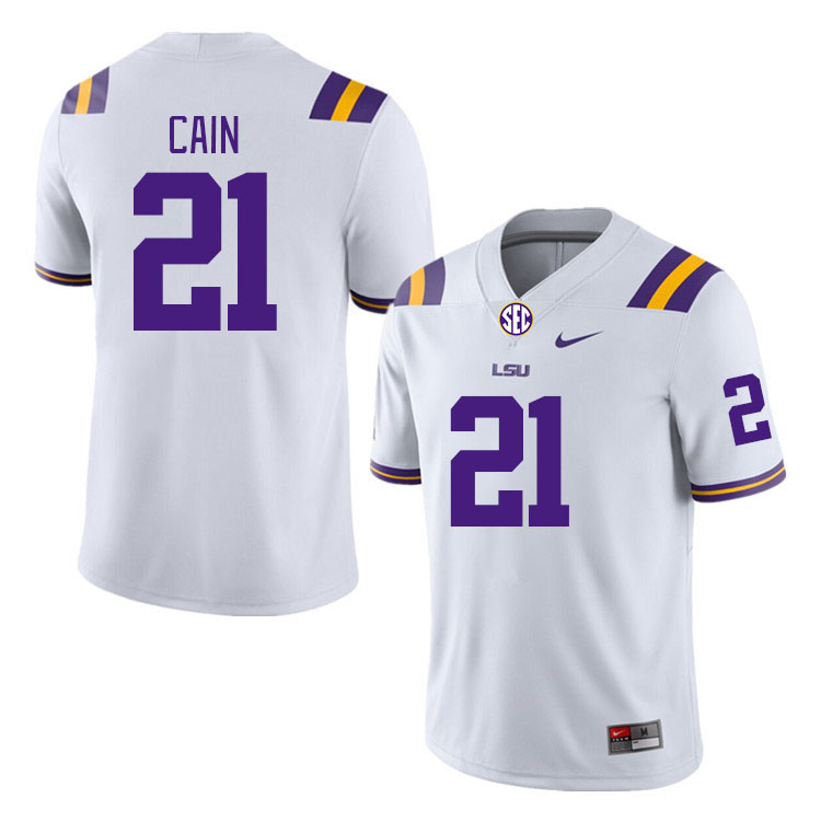 LSU Tigers #21 Noah Cain College Football Jerseys Stitched Sale-White